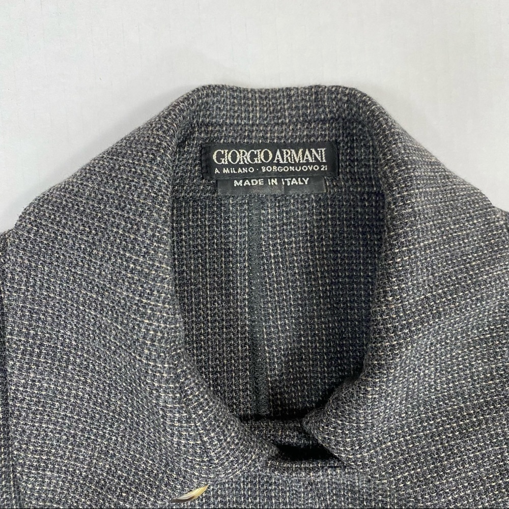 Vintage Giorgio Armani Giacca Donna Double Breasted Charcoal Gray Knit Blazer - Picture 3 of 13